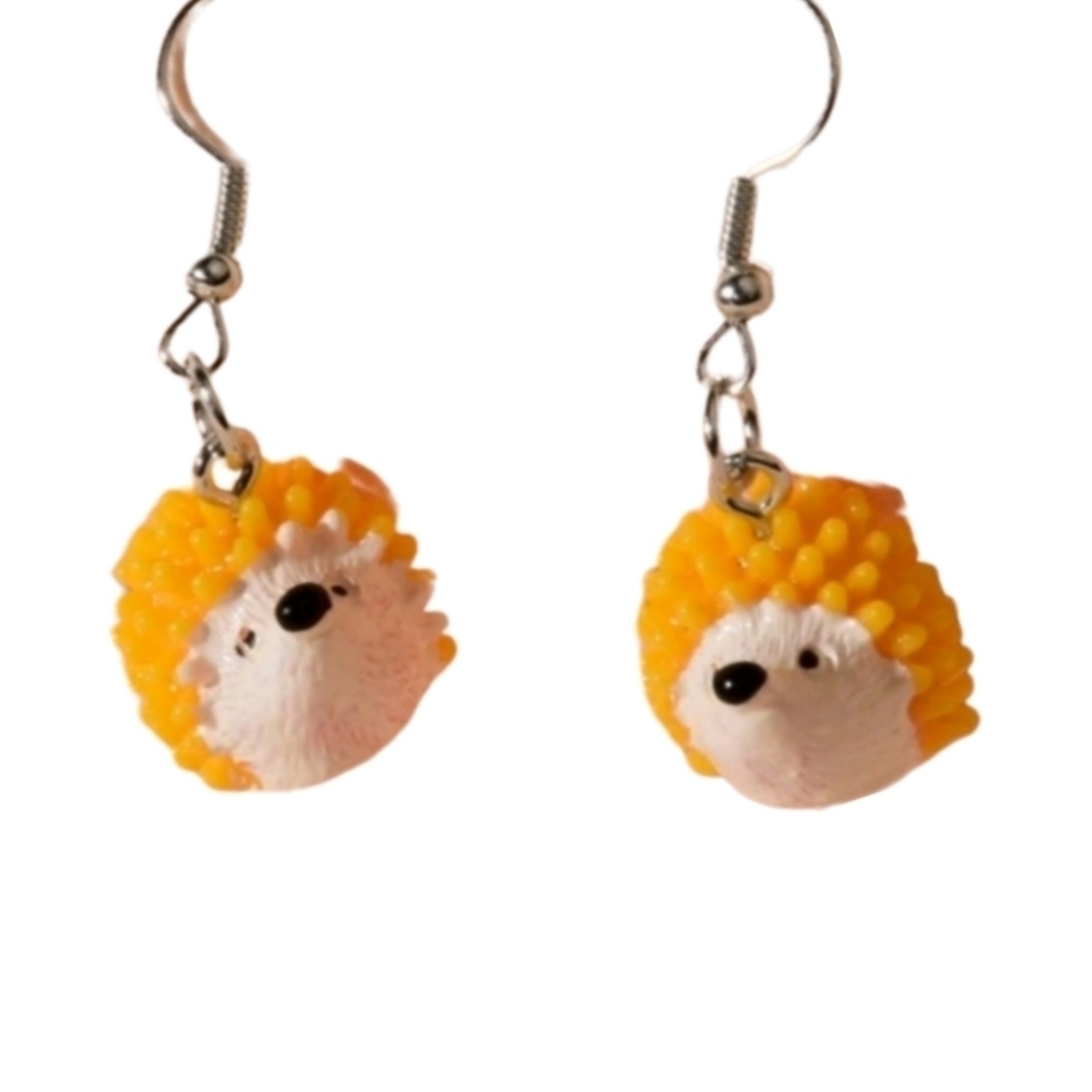 Cute Hedgehog Drop Earrings - Yellow